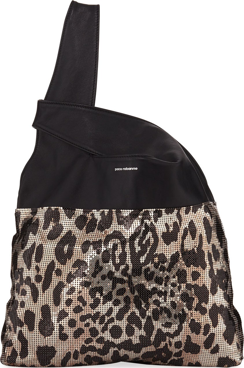 Paco Rabanne Leopard Mini Mesh Hobo Tote Bag