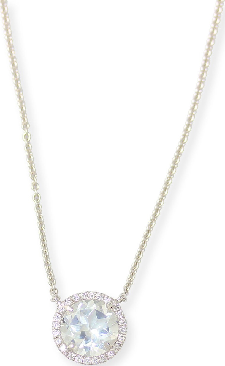 Frederic Sage Round White Topaz & Diamond Halo Necklace