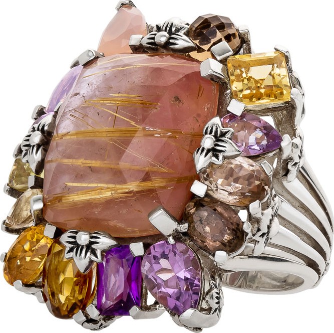 Stephen Dweck Multi-Stone Cluster Ring, Light Pink