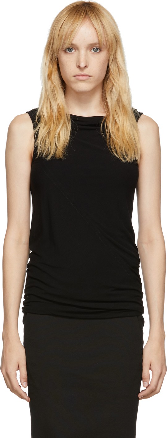 Rick Owens Black Silk Viscose Tank Top