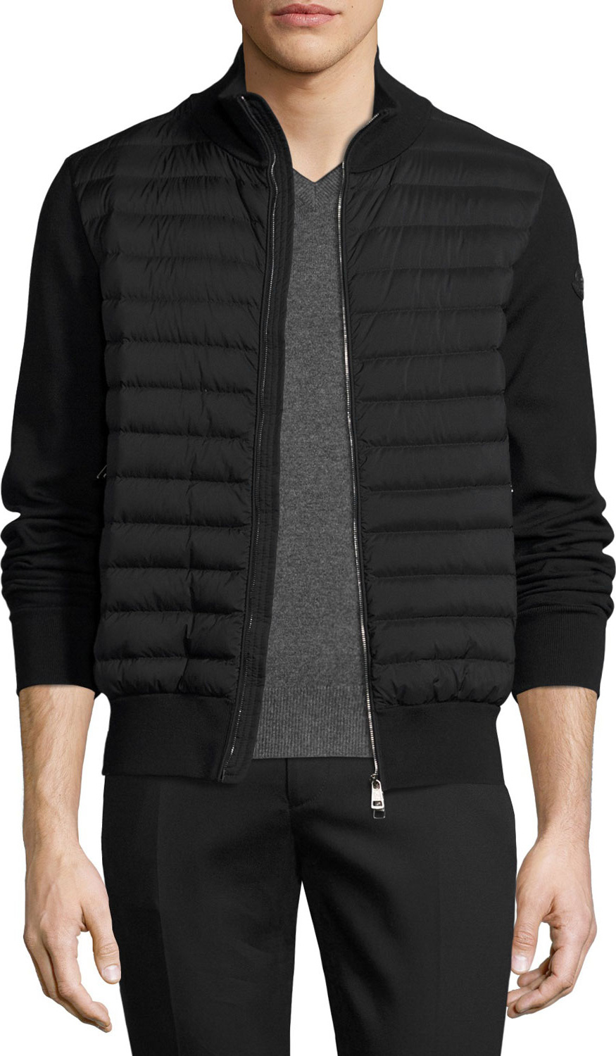 Moncler Moncler Zip-Front Puffer Cardigan, Black