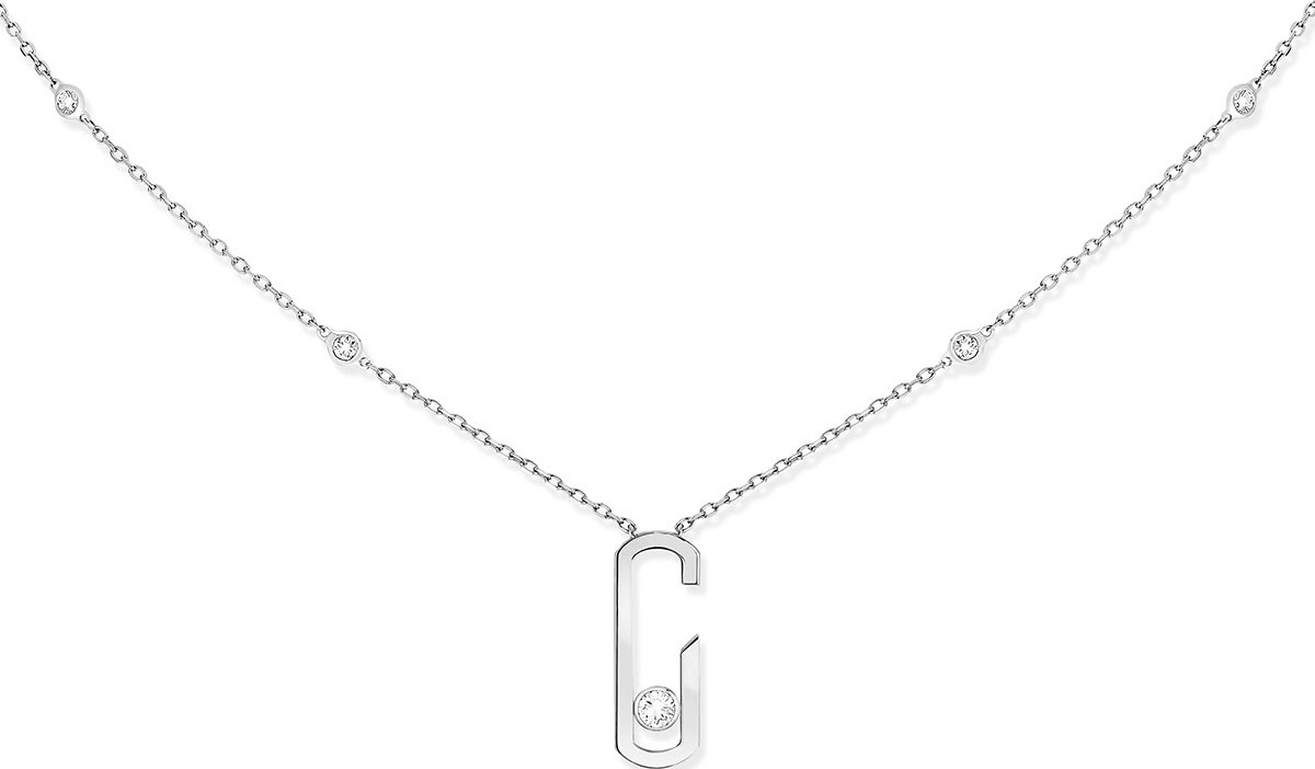 Messika Move Addiction Diamond Bezel Necklace in 18K White Gold