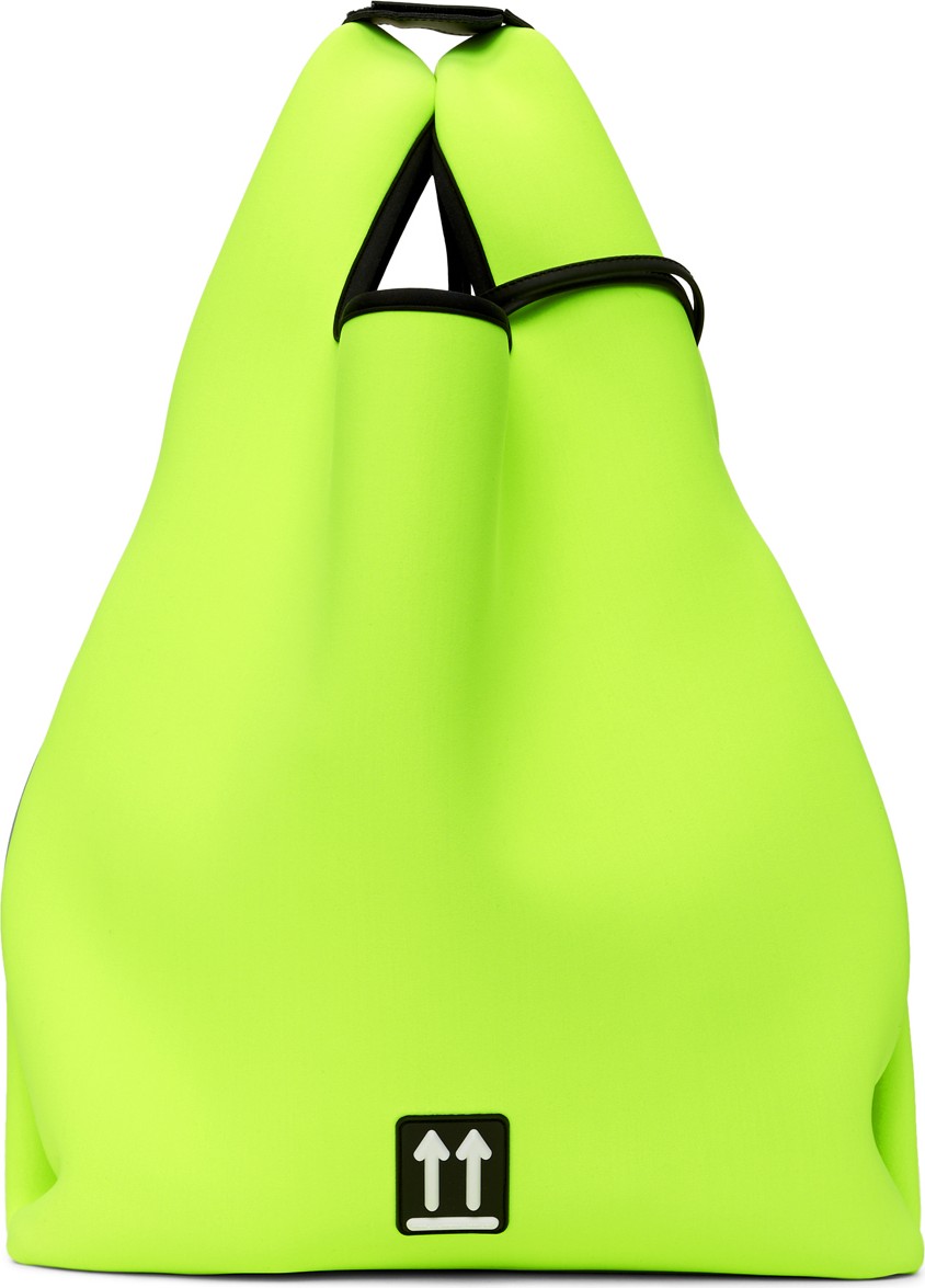 Off White Green Flat Shopper Tote