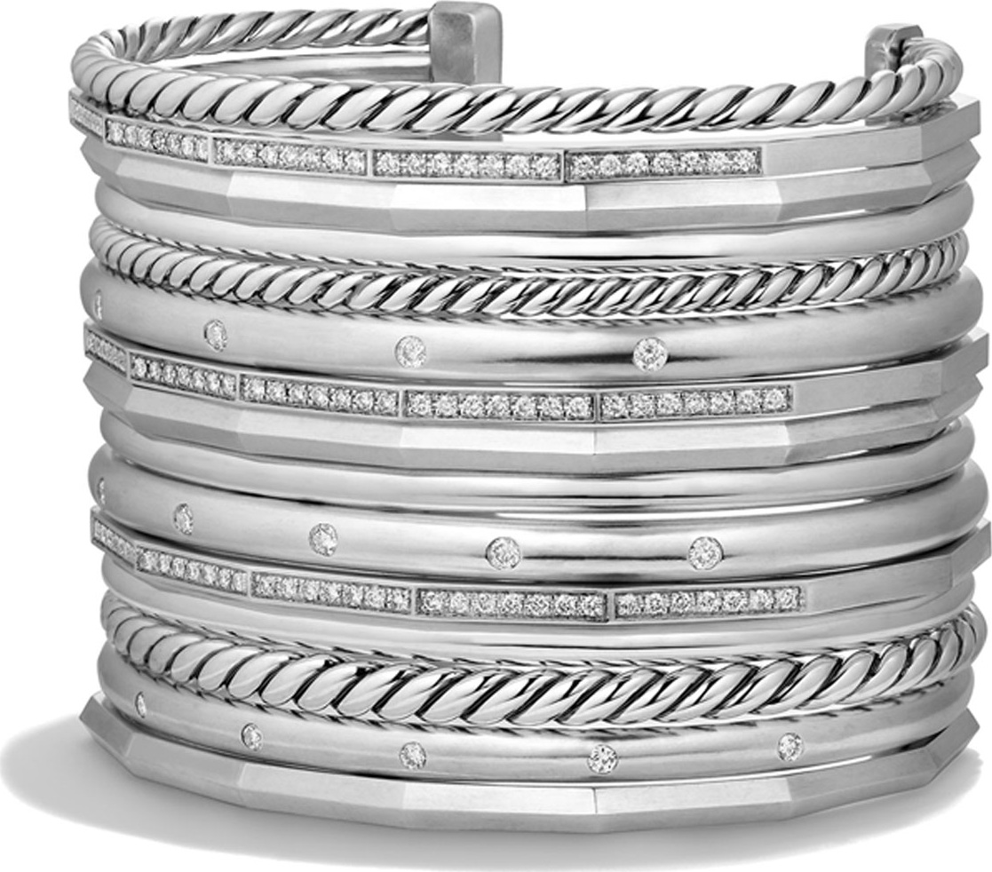 David Yurman Stax Wide Cuff Bracelet with Diamonds