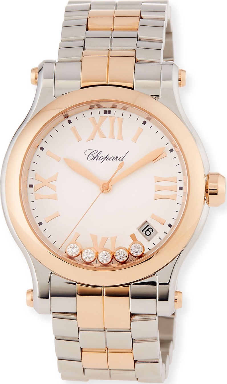 Chopard Happy Sport 18k Rose Gold & Stainless Steel Watch w/ Diamonds