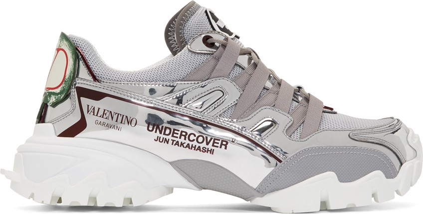 Valentino Silver & Grey Valentino Garavani Undercover Edition Climbers Sneakers Valentino Silver & Grey Valentino Garavani Undercover Edition Climbers Sneakers