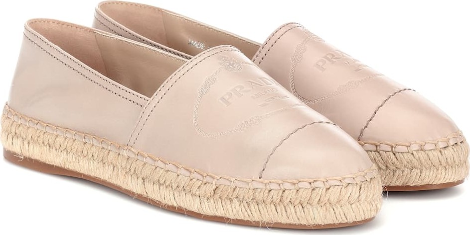 Prada Logo-embossed leather espadrilles