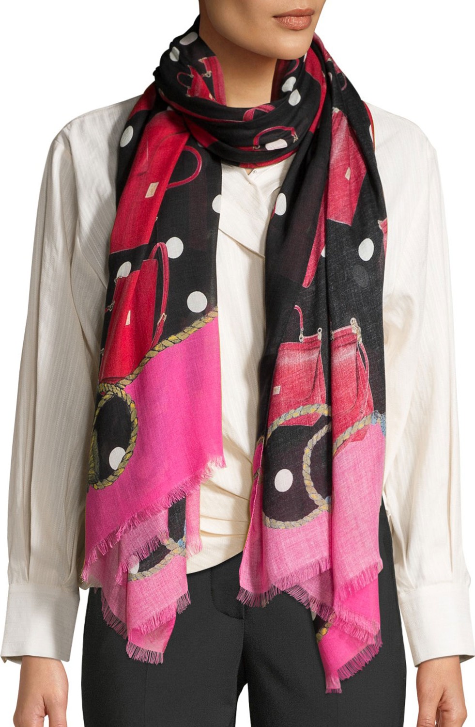 Dolce & Gabbana Sicily Bag-Print Cashmere-Blend Scarf