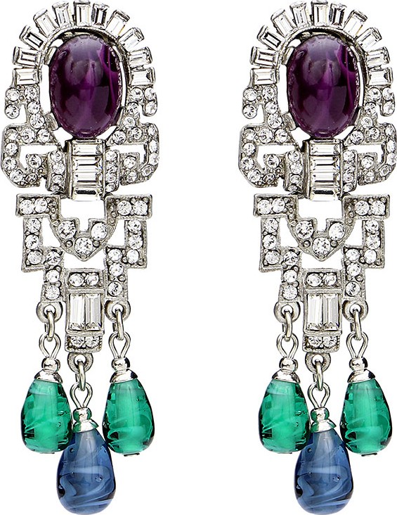 Ben-Amun Triple Dangle Crystal Earrings