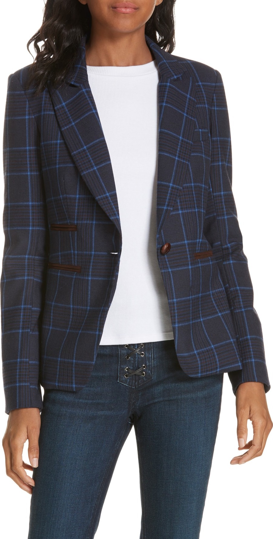 Veronica Beard Keating Plaid Dickey Jacket