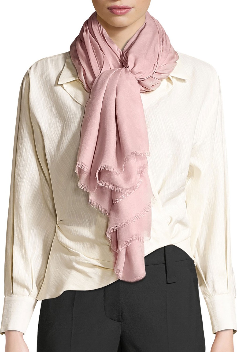 Dolce & Gabbana Solid Cashmere-Blend Fringe-Finish Scarf