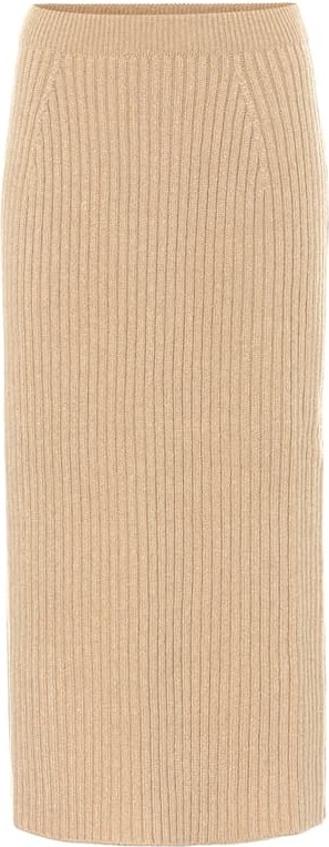 Loro Piana Tribeca ribbed-knit cashmere midi skirt