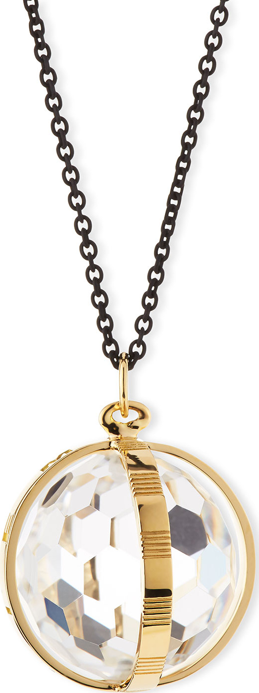 Monica Rich Kosann 18K Gold & Black Steel Carpe Diem Crystal Pendant Necklace