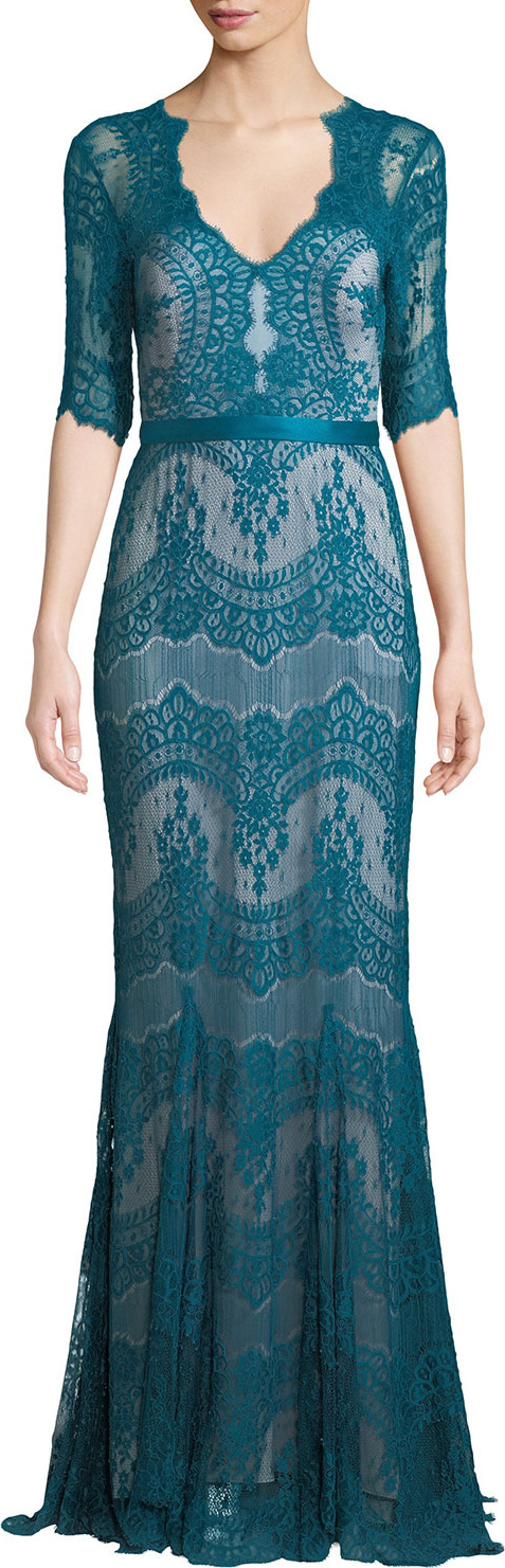 Catherine Deane Kelly Tulle & Lace Illusion Gown w/ Swiss Dots