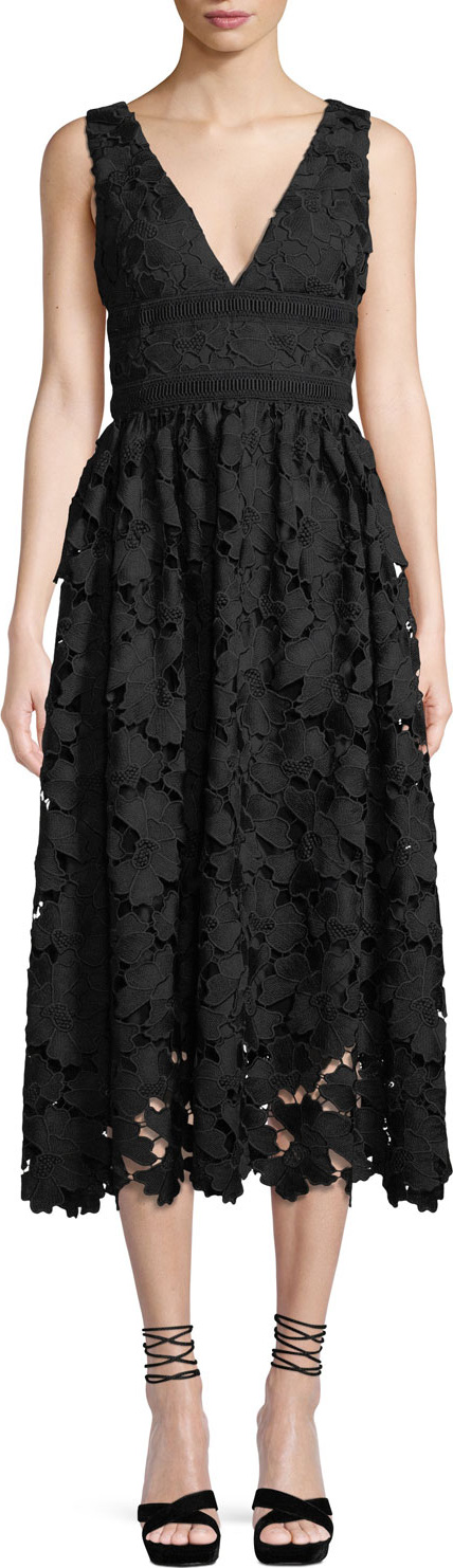 Shoshanna Monroe Sleeveless Midi Dress in Lace