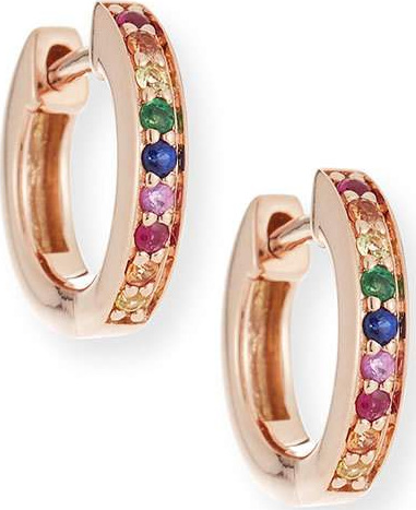 Sydney Evan 14k Rainbow Sapphire Huggie Hoop Earrings