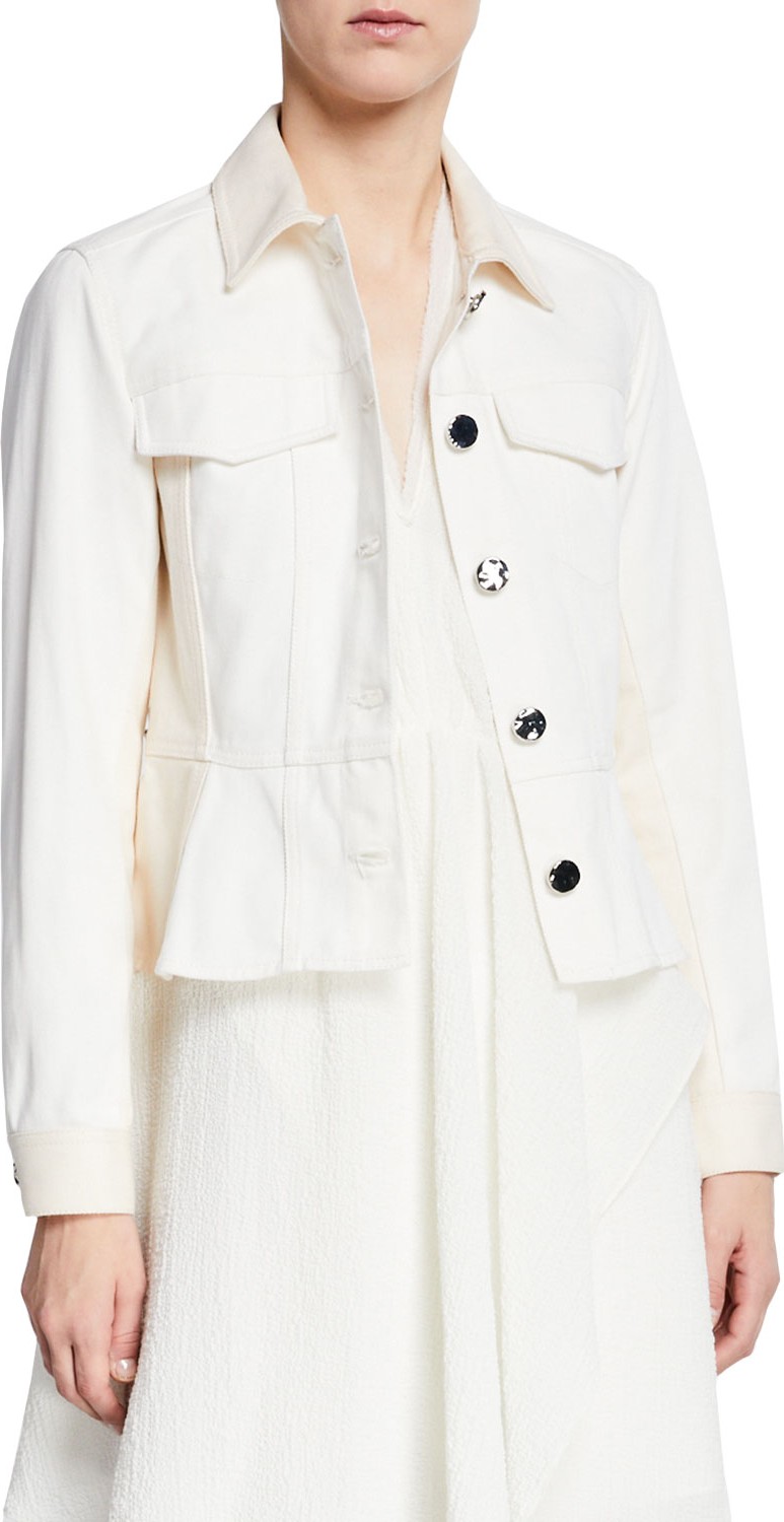 3.1 Phillip Lim Button-Front Denim Peplum Jacket