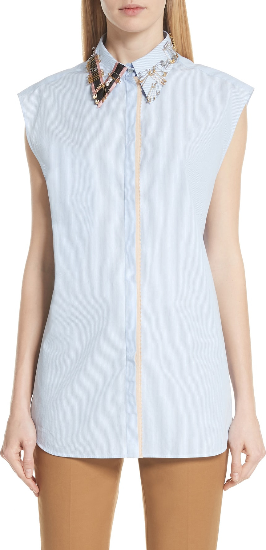 N°21 Nº21 Pin Collar Poplin Top