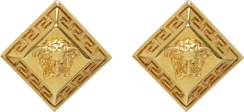 Versace SSENSE Exclusive Gold Rhombus Stud Earrings