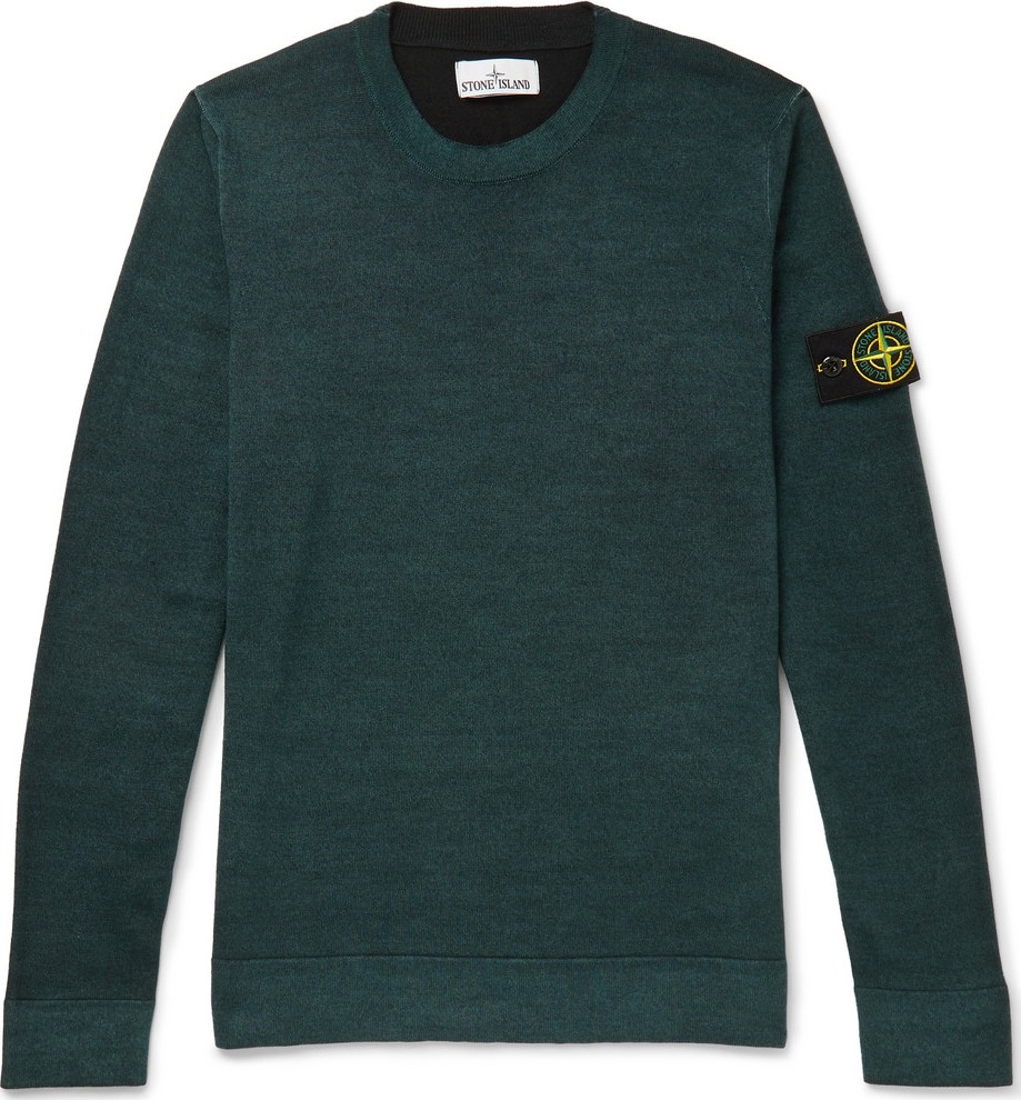 Stone Island Logo-Appliquéd Melangé Wool Sweater