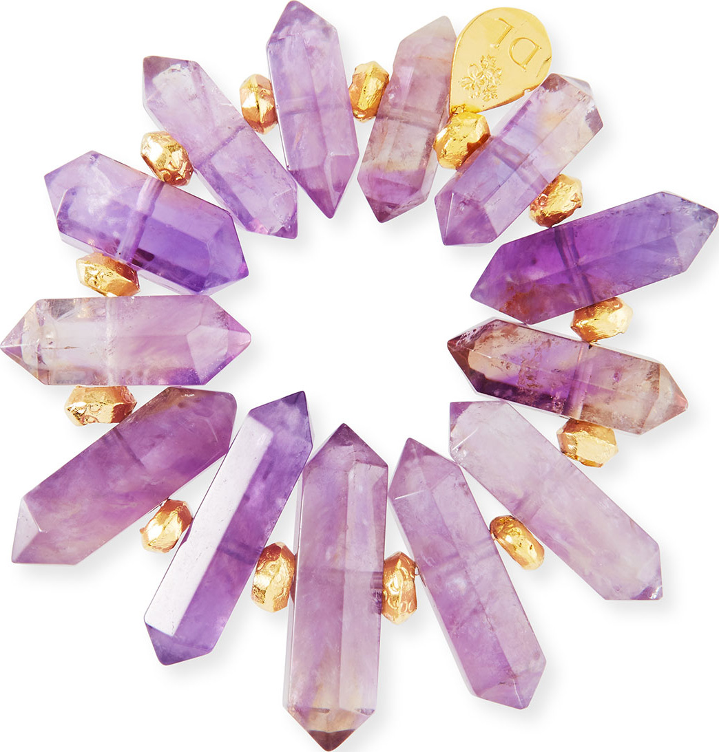 Devon Leigh Purple Amethyst Spike Stretch Bracelet