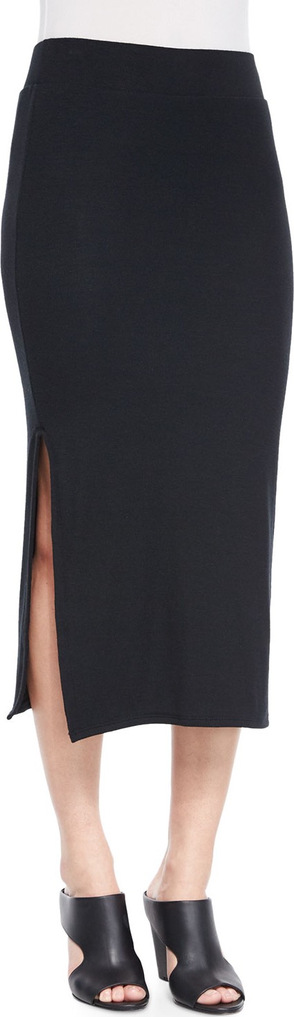 ATM Anthony Thomas Melillo Side-Slit Knit Tube Skirt