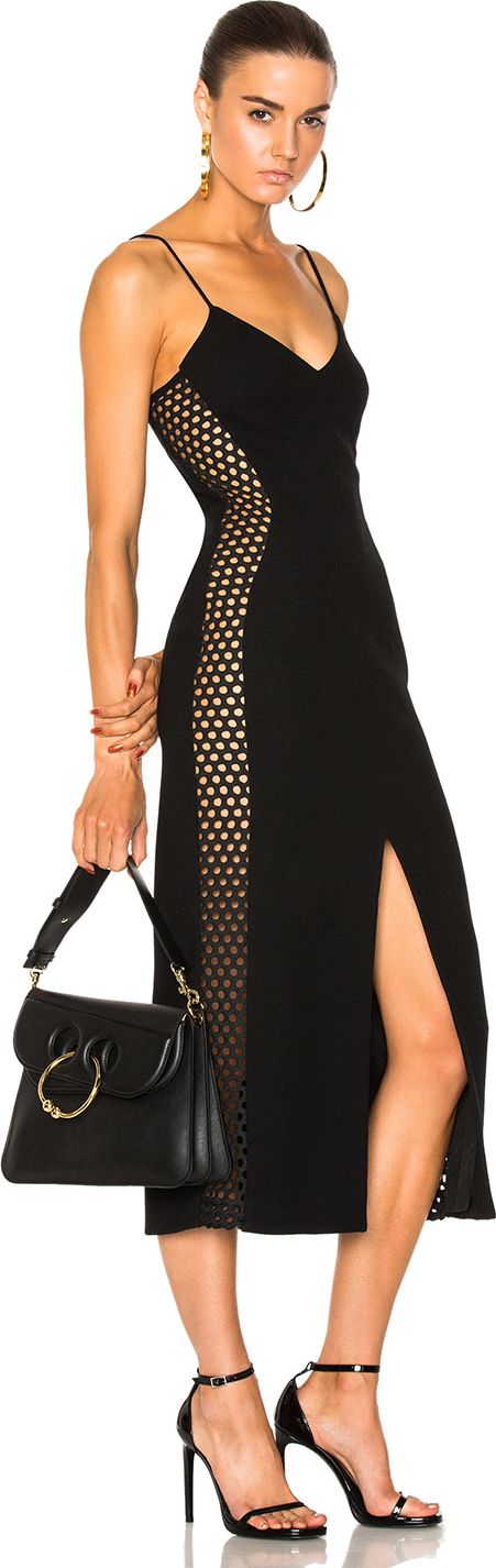 David Koma Macrame Side Panel Midi Dress
