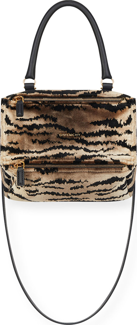 Givenchy Pandora Velvet Animal-Print Small Satchel Bag