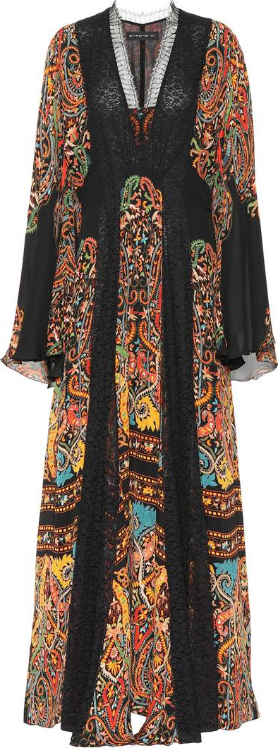Etro Printed silk maxi dress