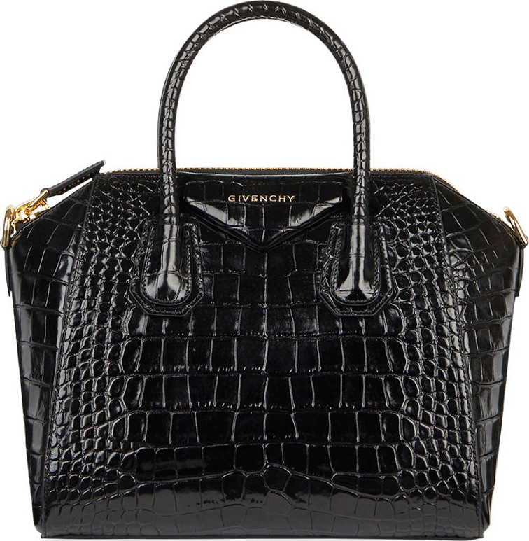 Givenchy Antigona Small Croc-Embossed Satchel Bag