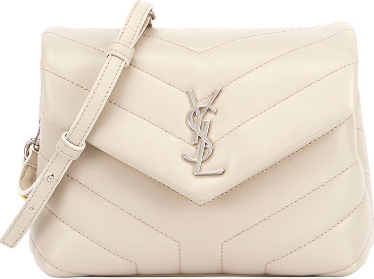Saint Laurent Loulou Monogram YSL Mini V-Flap Calf Leather Crossbody Bag - Nickel Oxide Hardware