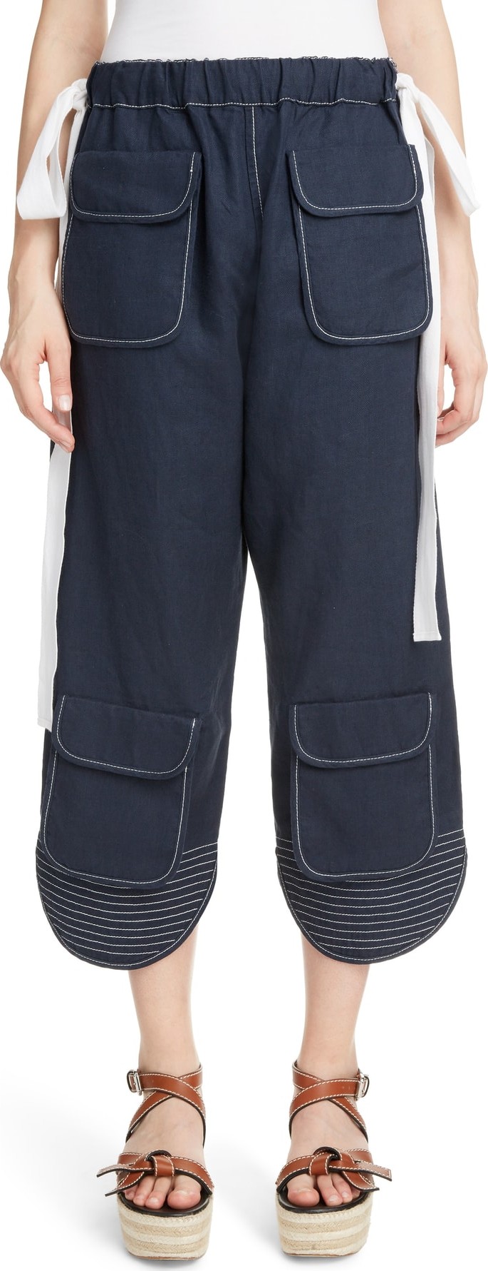 LOEWE Contrast Stitch Crop Pants