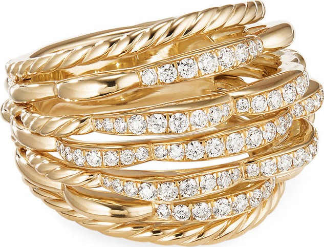 David Yurman Tides 18k Gold Dome Diamond Ring, Size 6