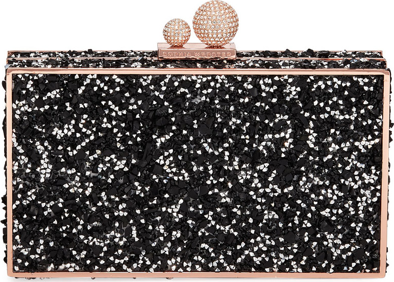 Sophia Webster Clara Crystal Box Clutch Bag, Black