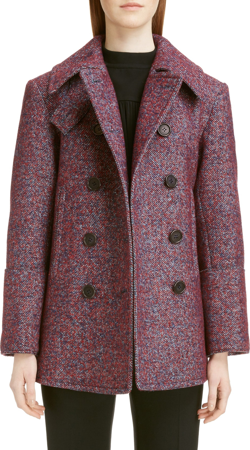 Chloe Belted Tweed Peacoat