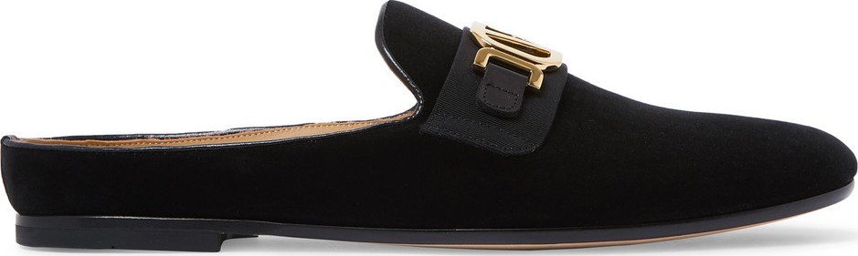 Versace Leather-Trimmed Horsebit Velvet Backless Loafers
