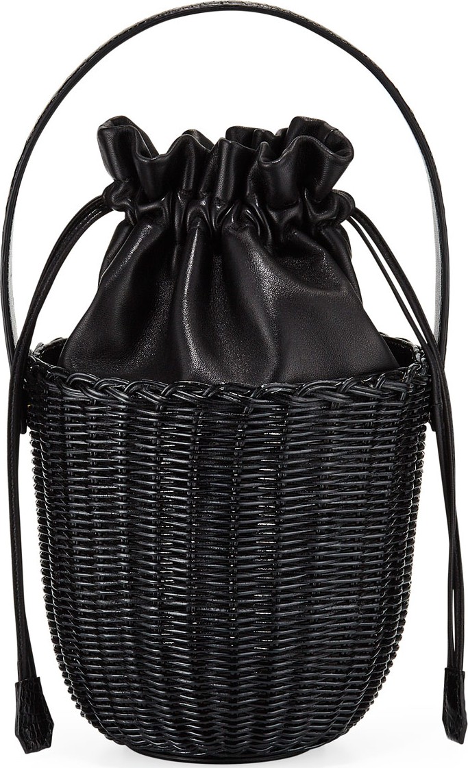 Nancy Gonzalez Wicker & Leather Drawstring Bucket Bag