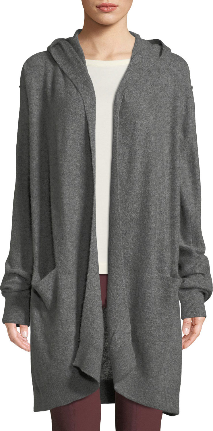 Vince Hooded Open-Front Boiled Cashmere Cardigan