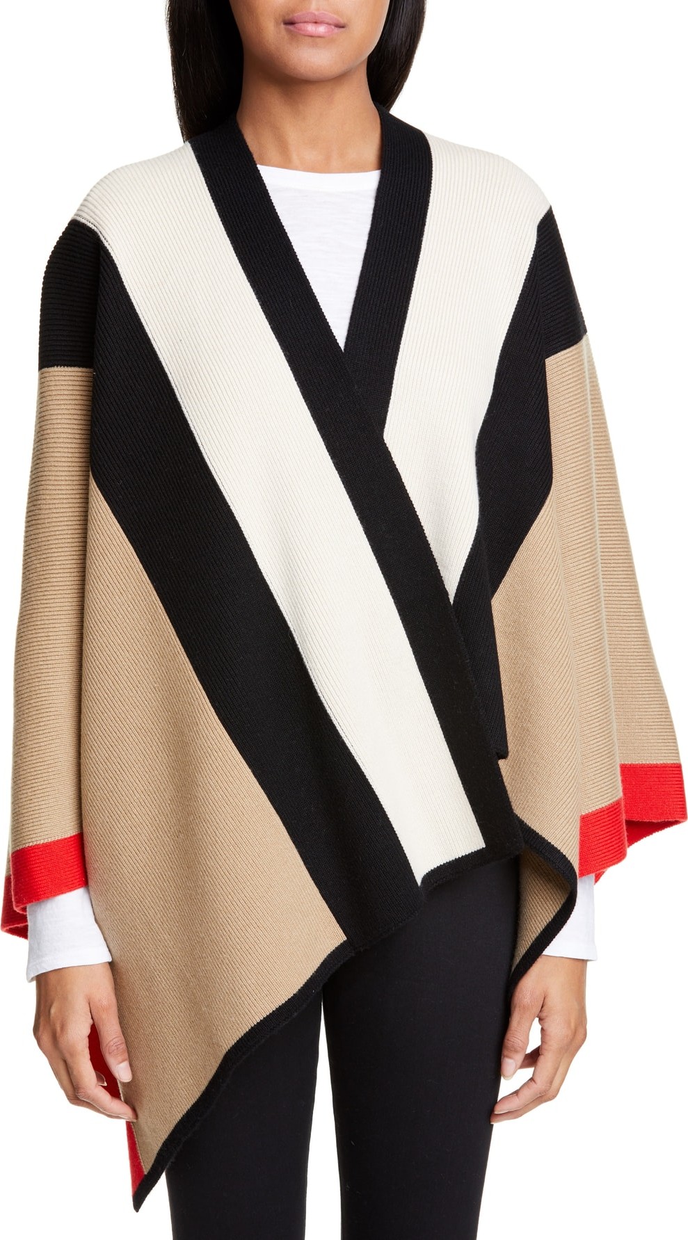 Burberry London England Stripe Wool & Cashmere Cape