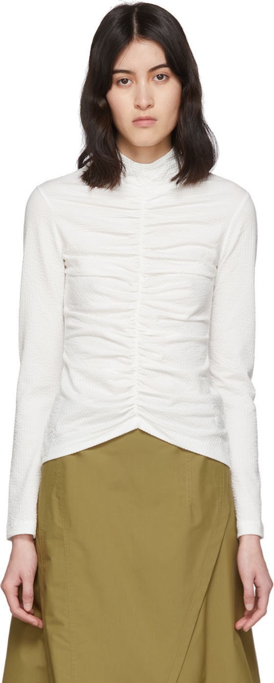 EDIT White Textured Mock Neck T-Shirt