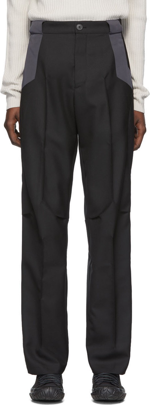 Kiko Kostadinov Black & Grey Wool Tulcea Tailored Trousers