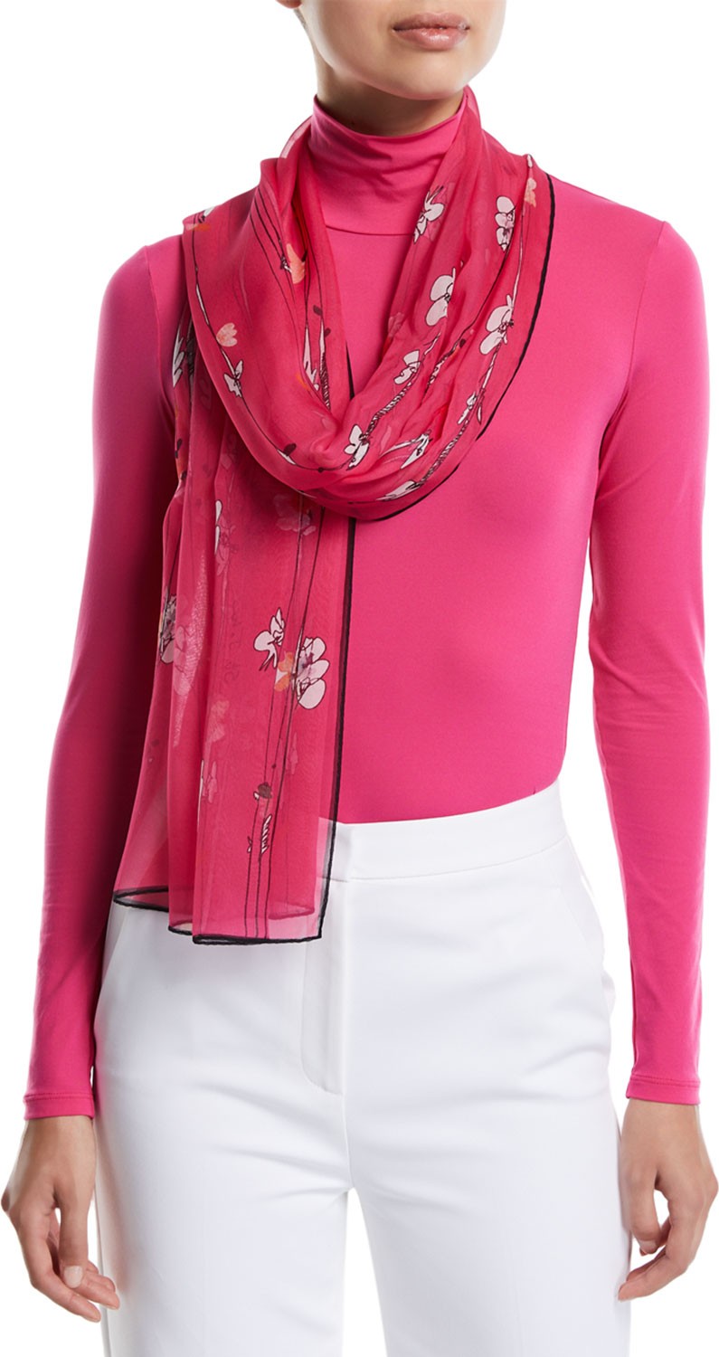 St. John Floral Silk Scarf
