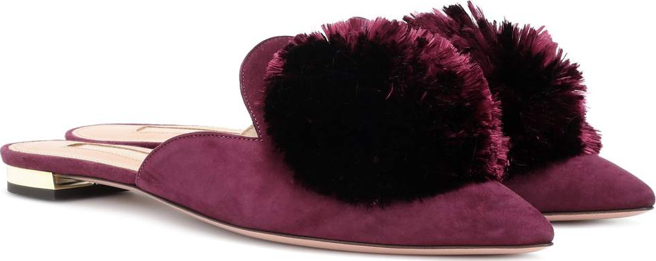 Aquazzura Powder Puff suede slippers