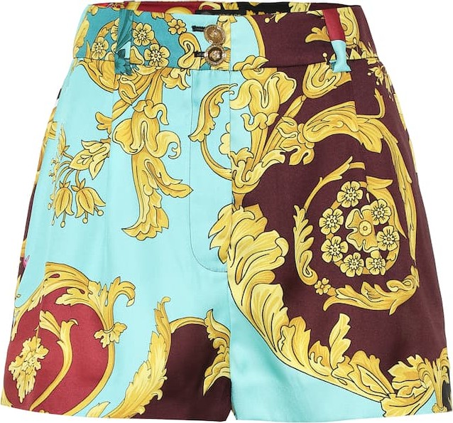 Versace High-rise baroque printed shorts
