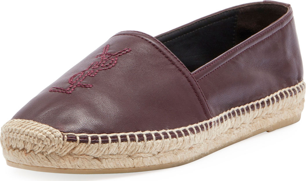 Saint Laurent Napa Leather Slip-On Espadrille with Logo