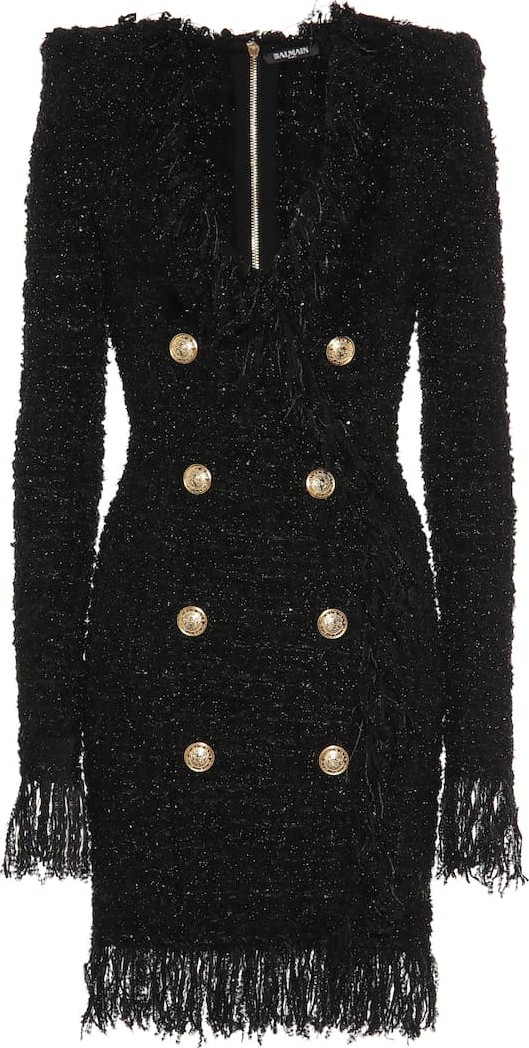 Balmain Double-breasted knitted minidress