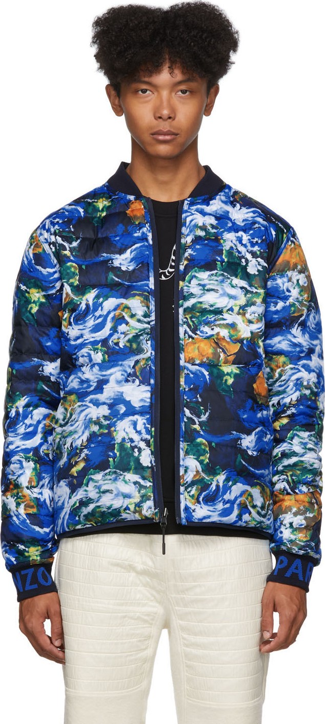 KENZO Reversible Navy Down 'KENZO World' Puffer Jacket