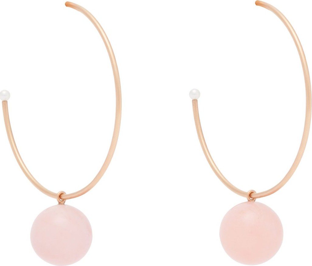 Irene Neuwirth Gumball pink opal & 18kt rose-gold hoop earrings