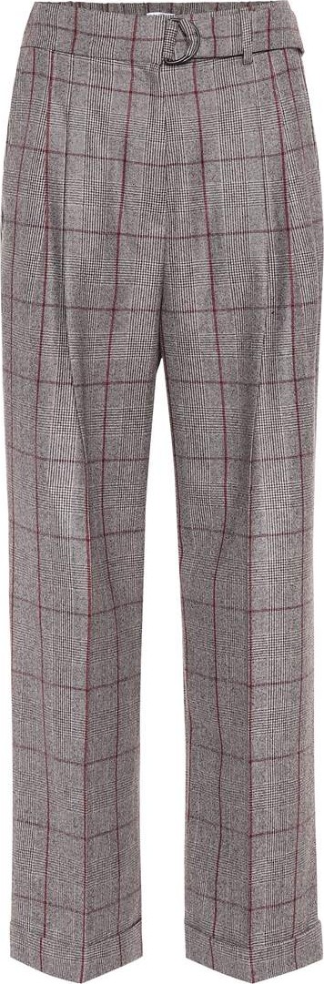 Brunello Cucinelli Belted plaid wool pants