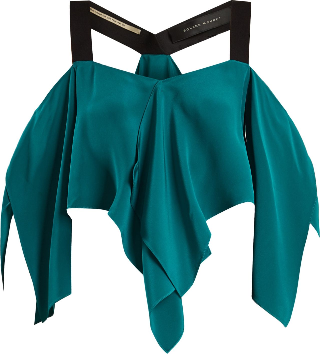 Roland Mouret Bach off-the-shoulder draped silk crepe top